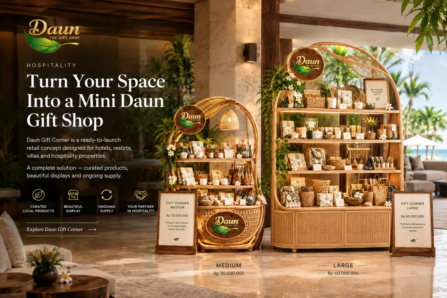 Bali-made gifts and curated retail solutions for hotels, resorts and hospitality properties