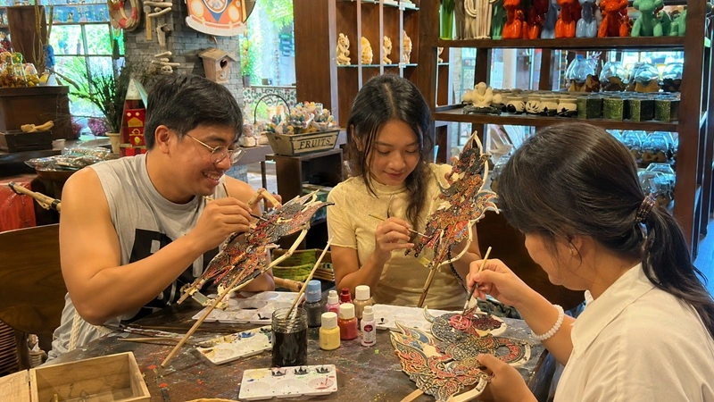 Traditional Balinese Wayang puppet painting workshop